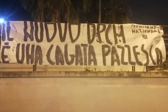 Blitz del Movimento Nazionale contro Conte: “Ridare dignità a lavoratori ed imprenditori”