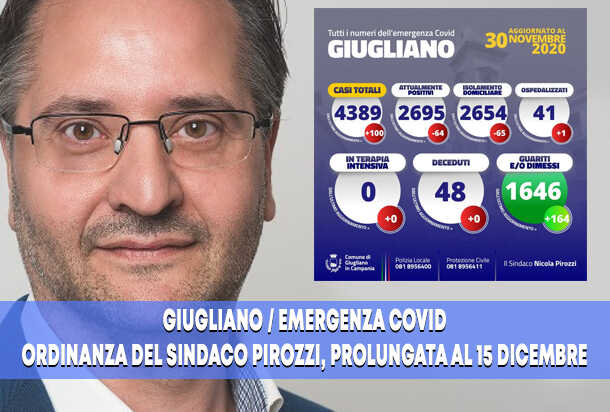 Emergenza Covid - Nuova ordinanza del Sindaco Pirozzi fino al 15 dicembre