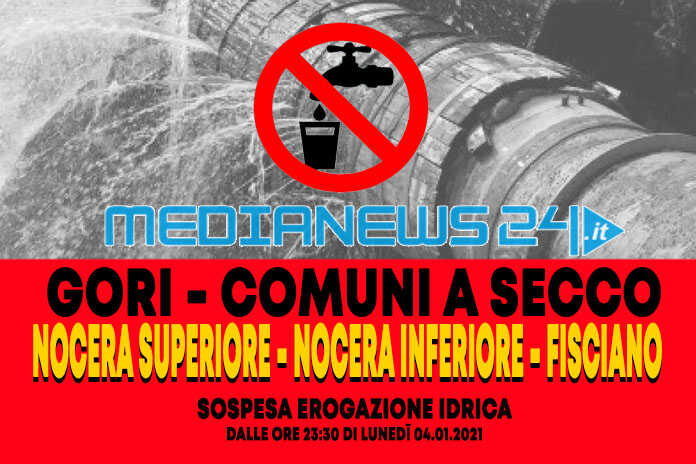 GORI. Comuni a secco dalle ore 05:00 alle ore 23:30 del 04.01.2021. Ecco quali e le strade