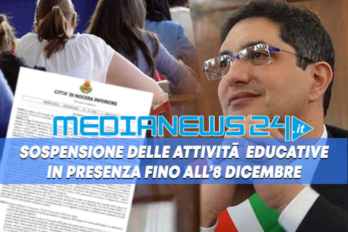 Nocera Inferiore – Prorogata la sospensione delle attività educative in presenza fino all’8 Dicembre