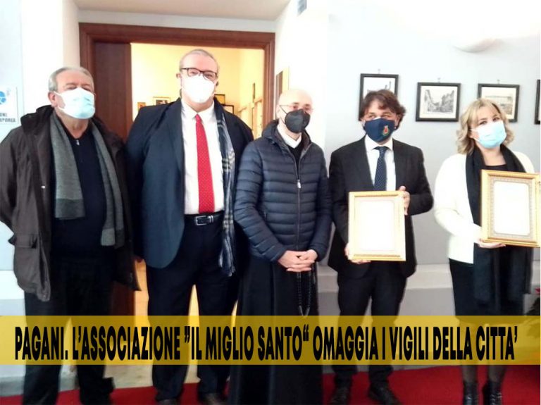 Pagani. L’associazione ”Il Miglio Santo“ omaggia i Vigili in occasione di San Sebastiano