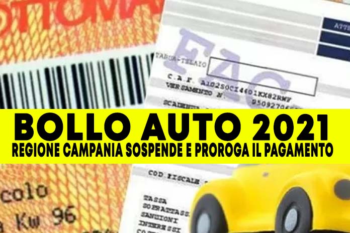 Bollo auto 2021 Campania sospende il paganmento