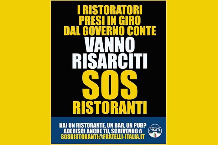 Ristoratori presi in giro dal Governo, FdI lancia un’azione comune di indennizzo
