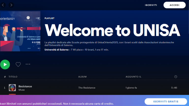 L’Università di Salerno sbarca su Spotify