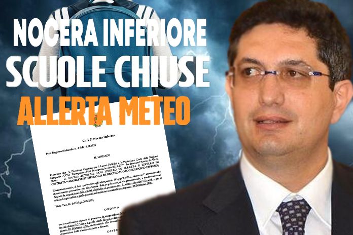 Nocera Inferiore. Allerta meteo di “criticità arancione”, il sindaco chiude le scuole il giorno 9 Febbraio