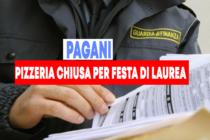 Pagani. Chiusa pizzeria e 400 euro di multa per tutti. Si festeggiava una festa di laurea