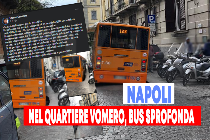 Paura al Vomero, sprofonda autobus di linea