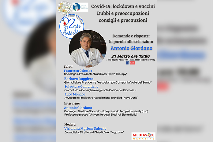 “COVID-19: lockdown e vaccini. Dubbi e preoccupazioni, consigli e precauzioni.” La parola allo scienziato Antonio Giordano