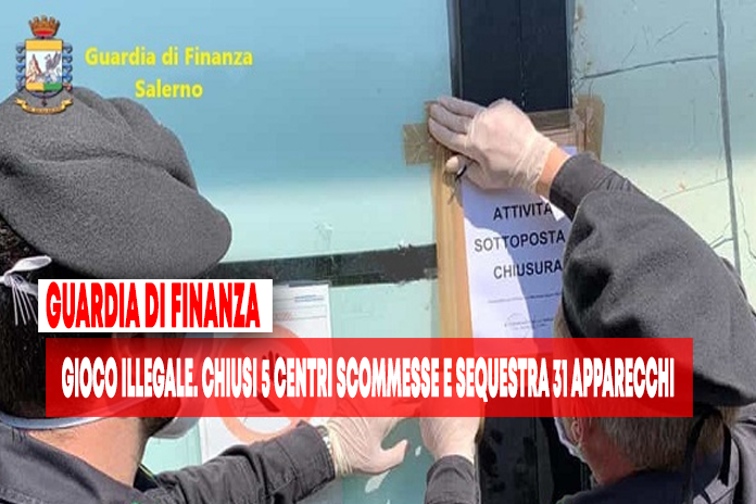 Gioco illegale. La Finanza chiude 5 centri scommesse e sequestra 31 apparecchi