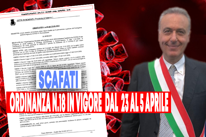Scafati. Ordinanza sindacale n.18, misure attuative emergenza epidemiologica da COVID-19