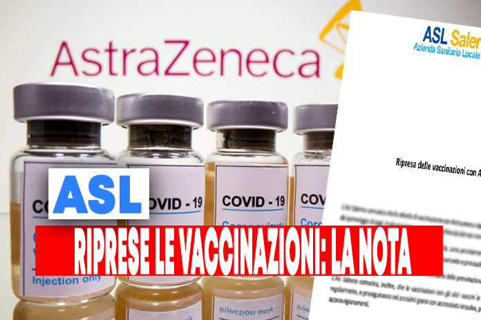 ASL, ripresa la vaccinazioni con Astrazeneca