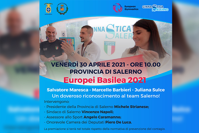 Ginnastica. Premiazione istituzionale per Salvatore Maresca dopo il bronzo ai Campionati Europei