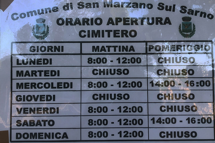 Cimitero a mezzo servizio a San Marzano sul Sarno, il gruppo “#Noi sempre tra voi” chiede una rimodulazione degli orari