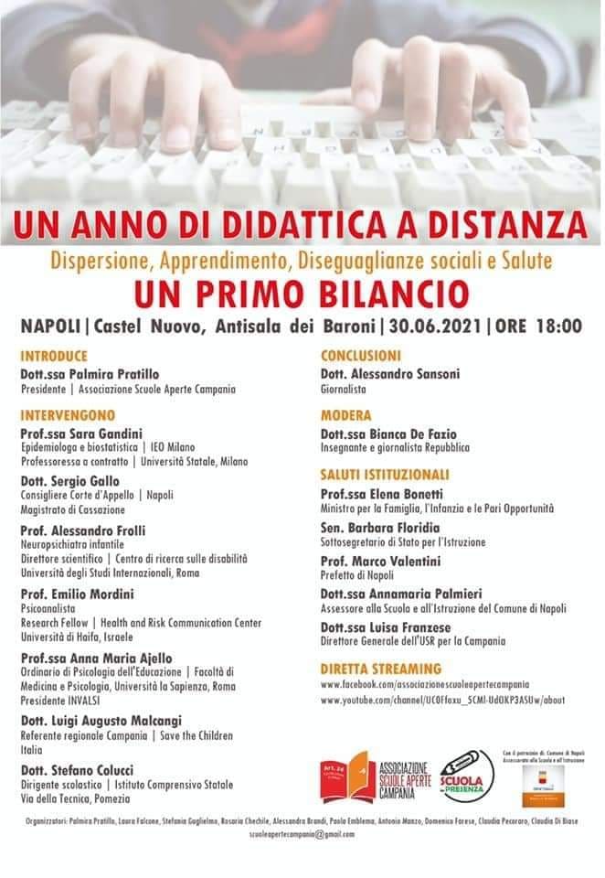 Scuola: “Un anno di didattica a distanza”, mercoledì il convegno a Napoli