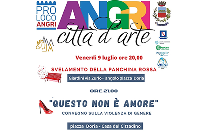 “Angri Città d’Arte”. Lo svelamento della Panchina Rossa apre il convegno sulla violenza genere