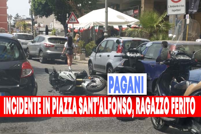 Pagani. Incidente in Piazza Sant’Alfonso, tra auto e moto