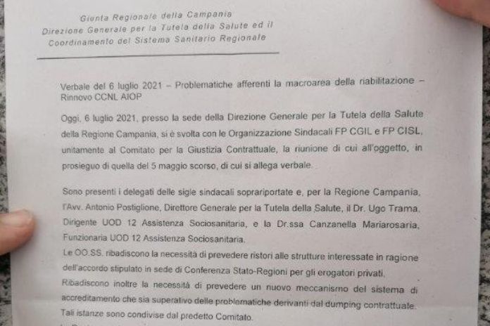 Sciopero della riabilitazione del 6 luglio 2021. Resoconto incontro in Regione