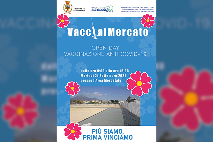Boscoreale. Martedì 21 dalle 9 alle 15, Open Day vaccinale “Vaccialmercato”