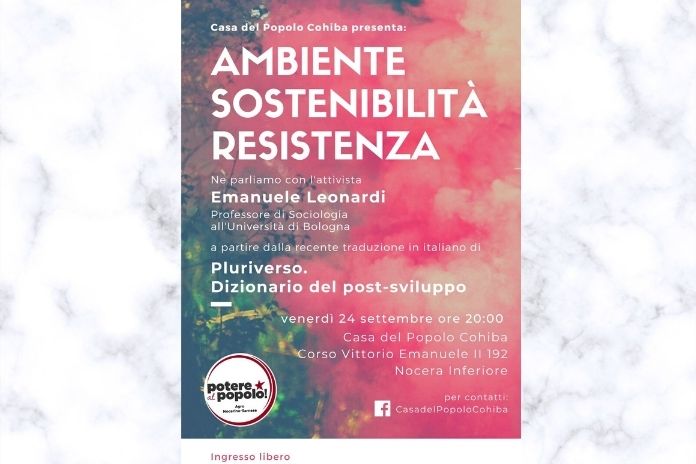 Nocera Inferiore. Ecologia e sviluppo sostenibile, venerdì 24 Settembre alla Casa del Popolo Cohiba