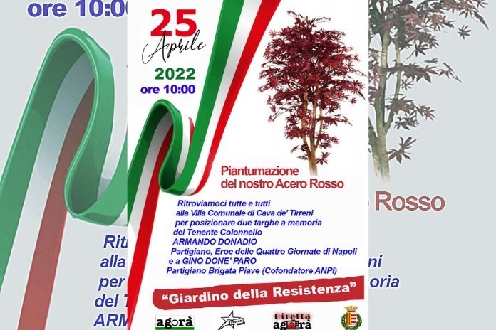 Cava de’ Tirreni. Piantumazione di due aceri rossi in occasione del 25 Aprile