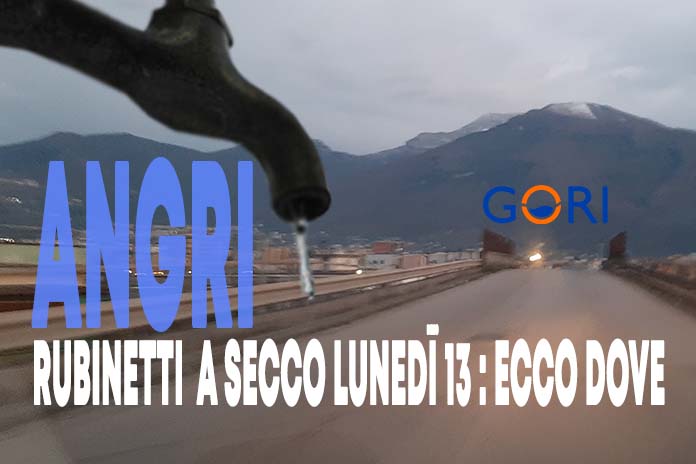 GORI. Angri, lunedì 13 giugno, rubinetti a secco nella zona pedemontana: ecco dove