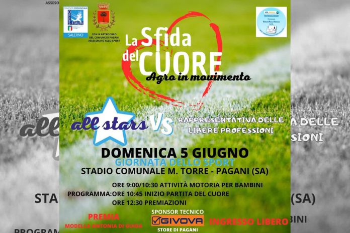 Pagani. “La Sfida del Cuore – agro in movimento”: il 5 giugno allo stadio Torre