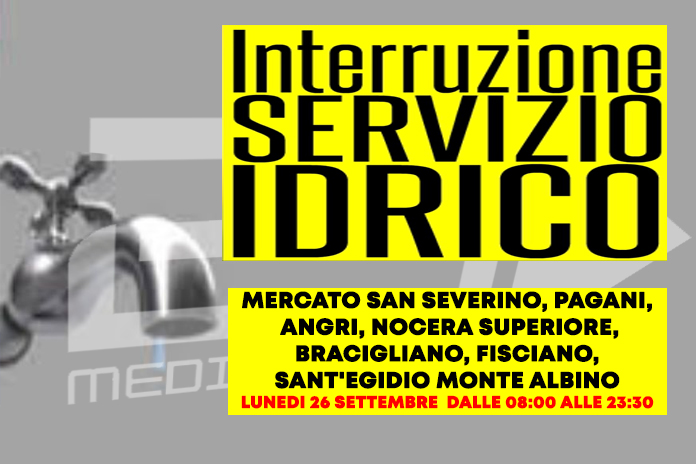 Gori. Lunedì 26 settembre (Agro a secco) sospensione del servizio idrico a Sant’Egidio Monte Albino dalle 08:00 alle 23:30 – Leggi gli altri comuni