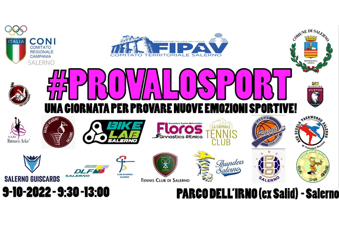 Domenica 9 ottobre “ #provalosport “ al Parco dell’Irno, manifestazione promossa dalla Fipav