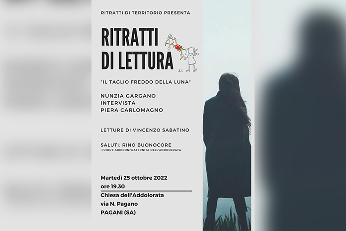Pagani “Ritratti di lettura”: martedì 25 ottobre 2022, apre la rassegna Piera Carlomagno