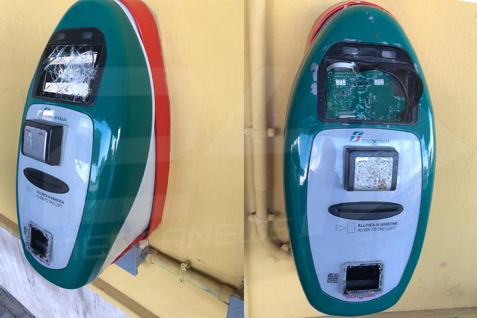 Angri biglietterie della stazione ferroviaria vandalizzate e sala da attesa trasformata in bivacco