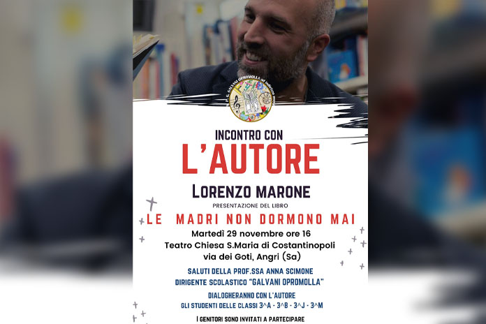Angri. Lo scrittore Lorenzo Marone approderà alla Galvani Opromolla