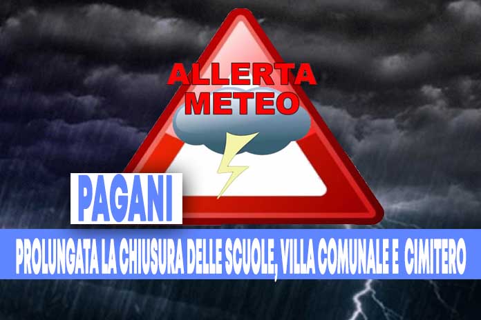 Pagani, scuole, villa comunale e cimitero chiuse anche domani 23 Novembre