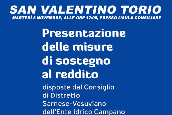 San Valentino Torio: Misure di sostegno al reddito disposte dal Consiglio di Distretto Sarnese-Vesuviano dell’EIC