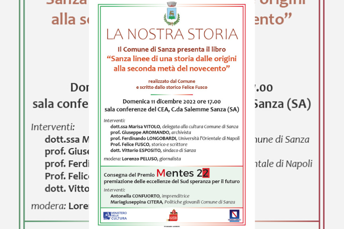 Sanza (Sa). “La nostra storia”: presentazione del libro e consegna del premio Mentes 2022