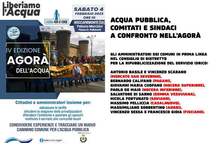Acqua pubblica, comitati e sindaci a confronto nell’Agorà