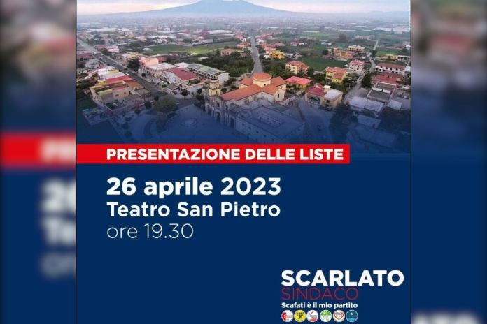 Scafati. Mercoledì 26 aprile Scarlato presenta i suoi candidati al Teatro S. Pietro