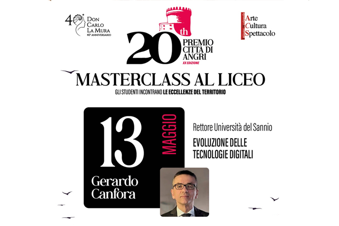 Sabato 13 maggio: nuova MasterClass al Liceo La Mura di Angri con il Rettore UniSannio Gerardo Canfora