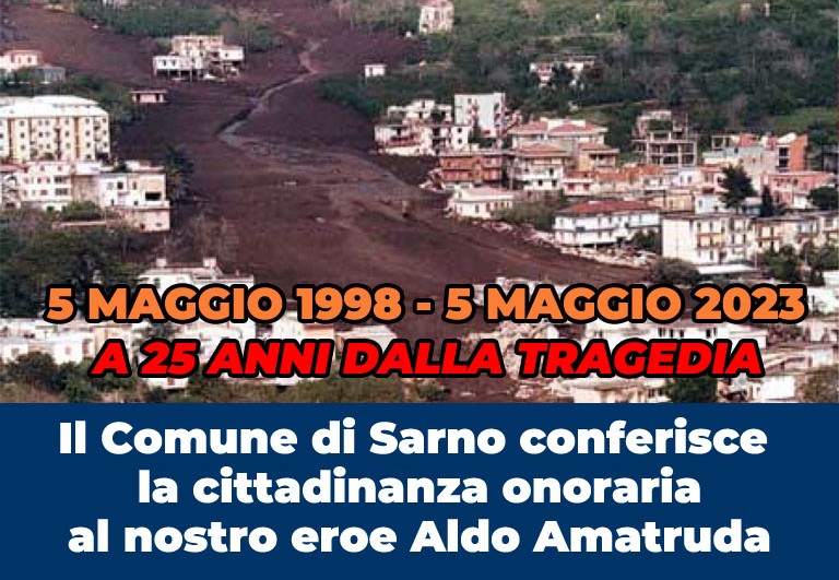 Roccapiemonte. A 25 anni dalla tragedia di Sarno, Aldo Amatruda riceve la cittadinanza onoraria