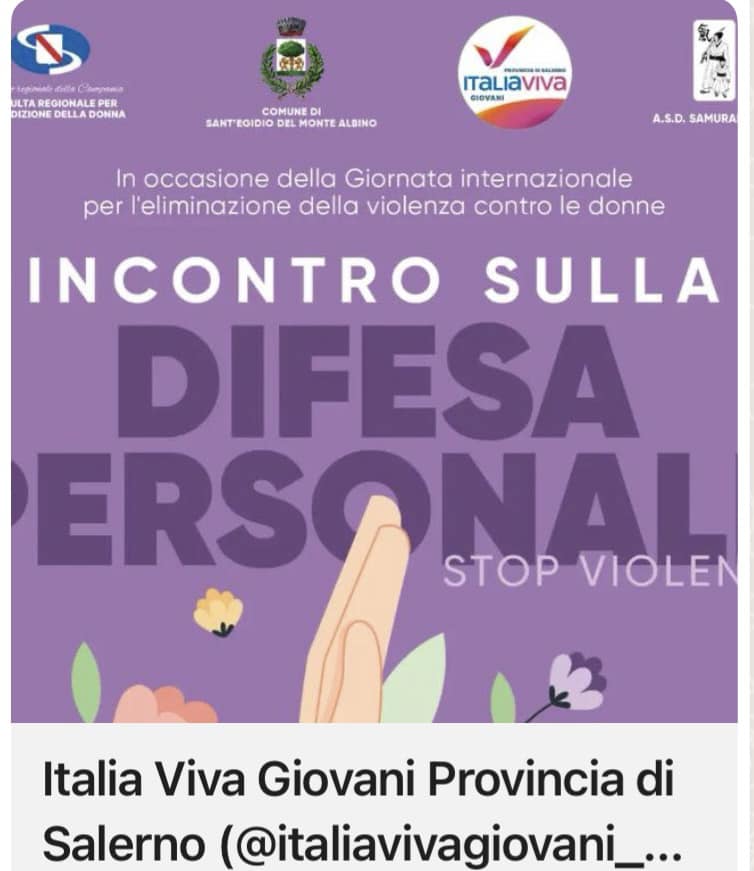 Un incontro per le donne sulla difesa personale, organizzata dai giovani del gruppo Italia Viva della provincia di Salerno