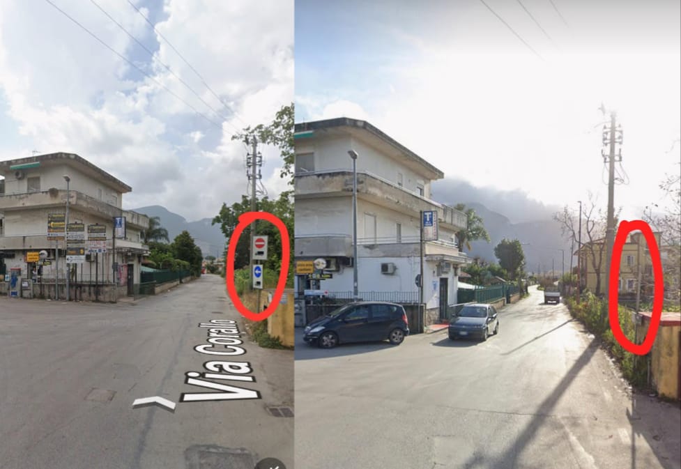 Via Corallo, il mistero del cartello sparito