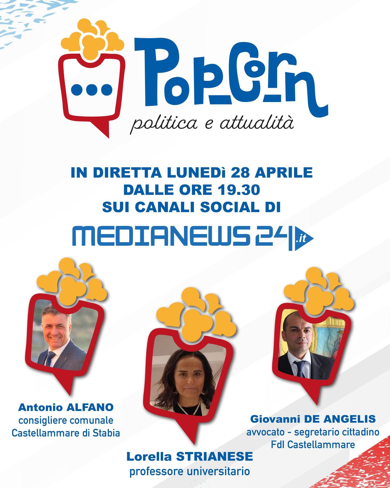 Questa sera “Pop Corn” il programma di MN24 di politica e attualità