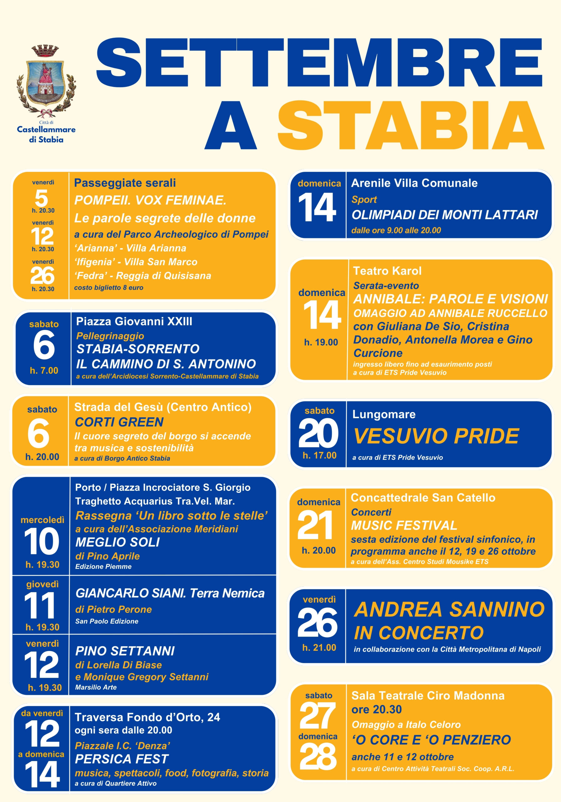 Castellammare, settembre ricco di eventi con “Settembre a Stabia”