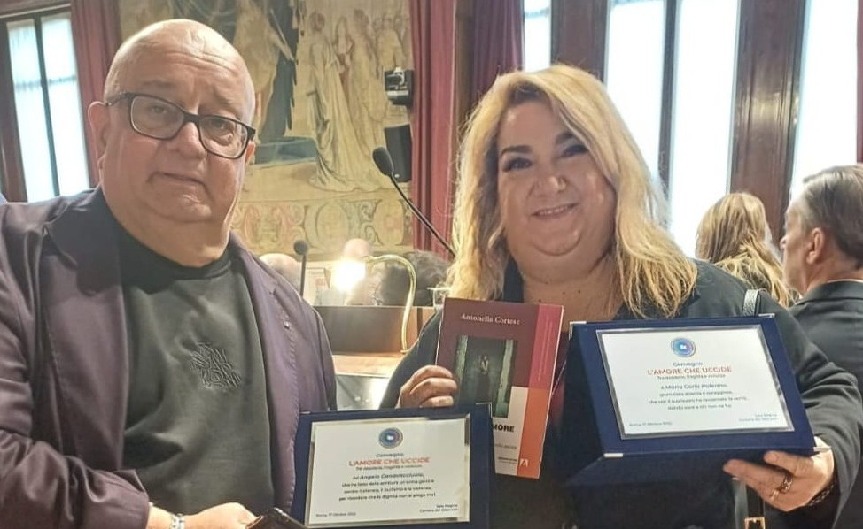 Riconoscimento speciale per Maria Carla Palermo e Angelo Cannavacciuolo alla Camera dei Deputati durante l’evento “Quando l’amore uccide”