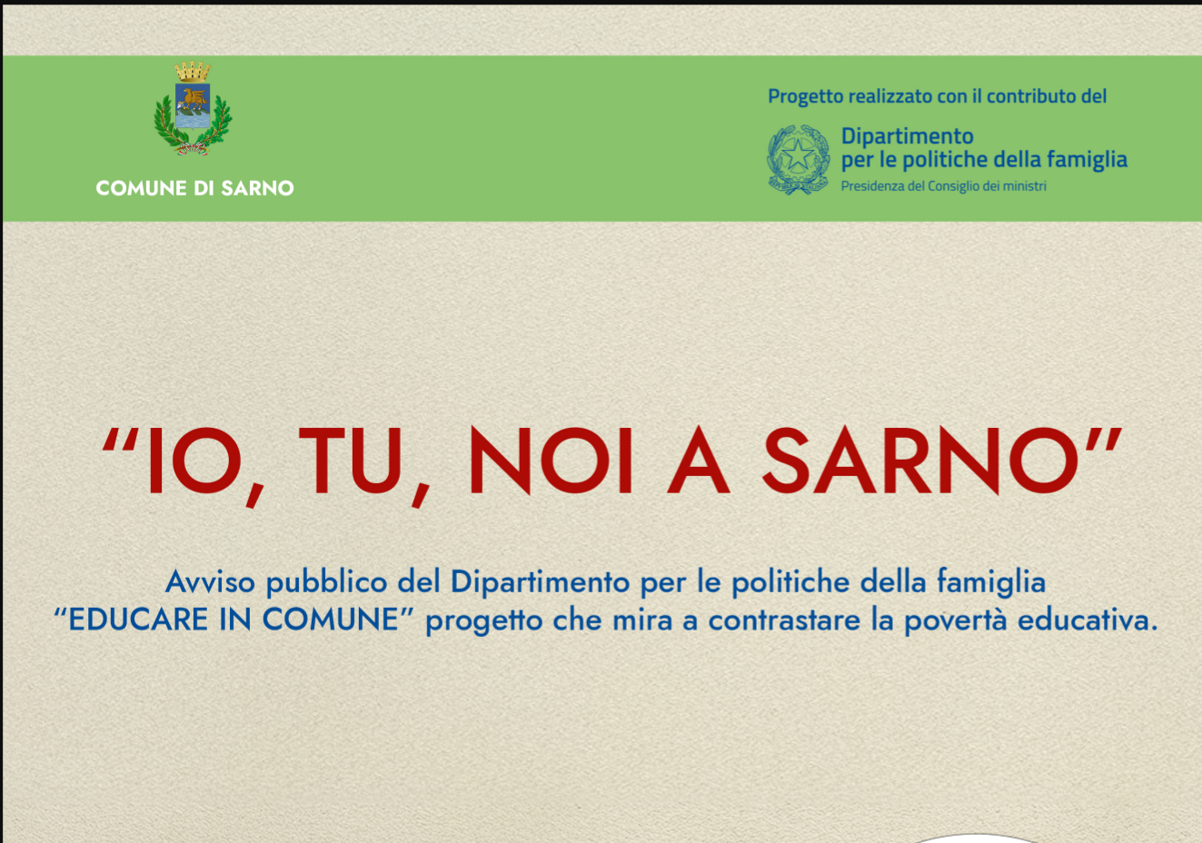 Sarno, al via l’evento conclusivo del progetto “Io, Tu, Noi a Sarno”