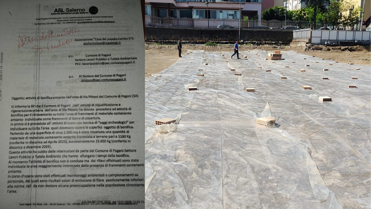 Pagani, incongruenze sulla bonifica dell’amianto in via Pittoni: i documenti smentiscono le dichiarazioni