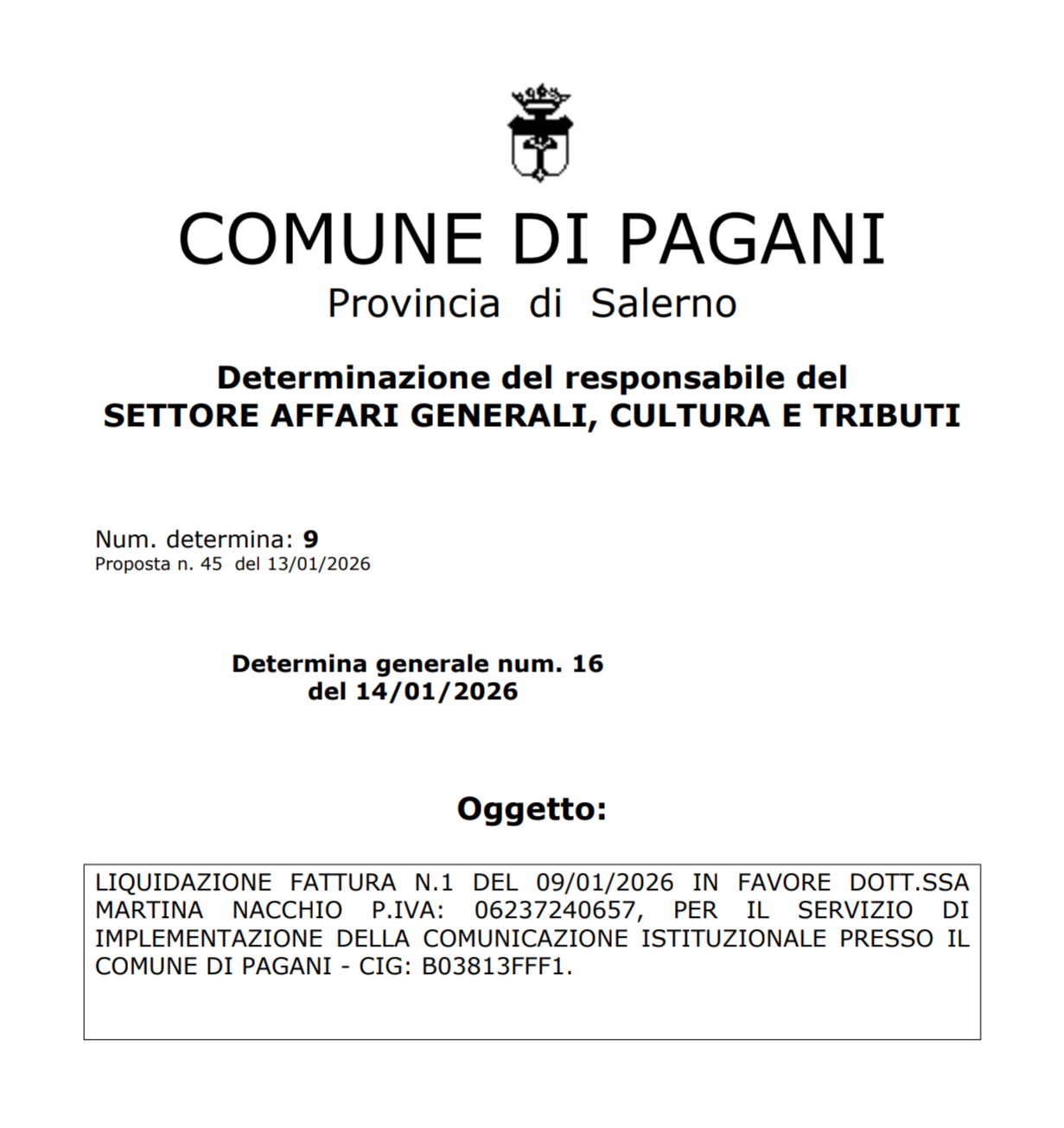 Pagani, comunicazione istituzionale: liquidati oltre 3.900 euro