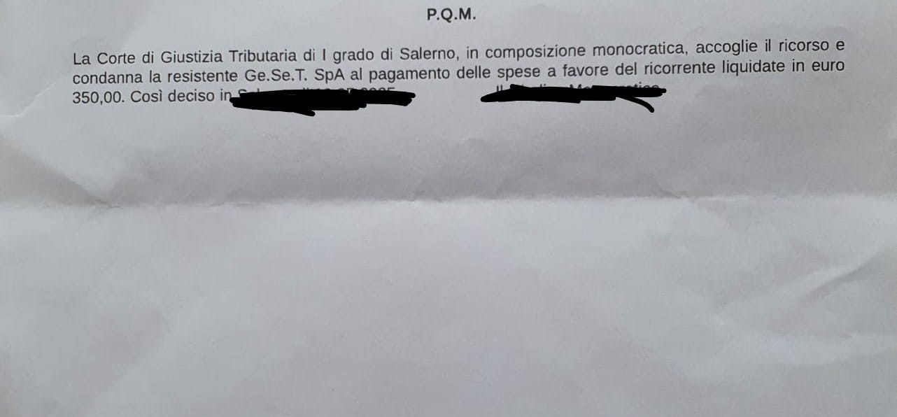 Pagani, cittadino vince il ricorso contro la Geset: annullato pignoramento Imu per notifica irregolare