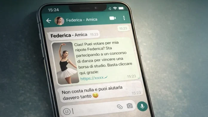 Potresti votare per mia nipote truffa-whatsapp-ballerina